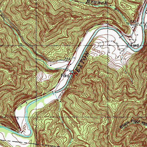 Topographic Map of Anglin Creek, KY