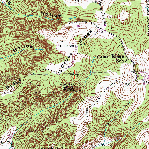 Topographic Map of Anglin Falls, KY
