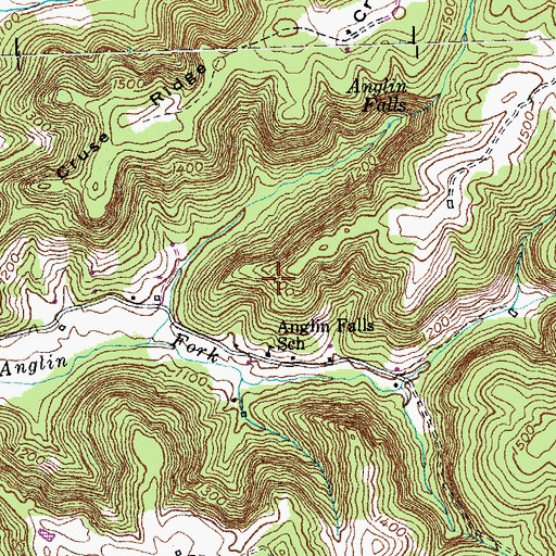 Topographic Map of Anglin Falls School, KY