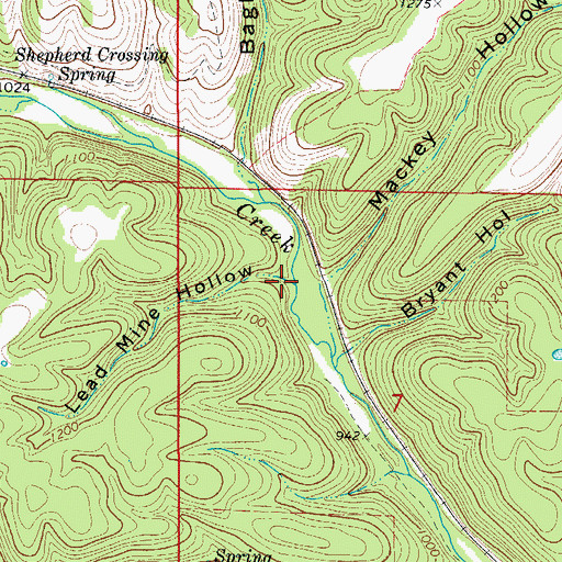 Topographic Map of Lead Mine Hollow, AR