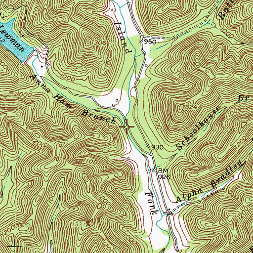Topographic Map of Anna Ham Branch, KY