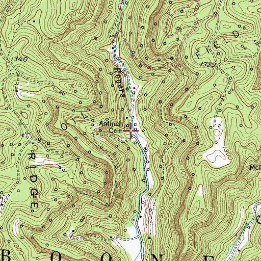 Topographic Map of Antioch Cemetery, KY