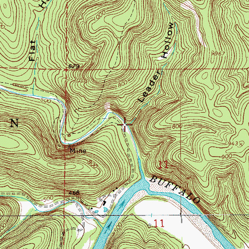 Topographic Map of Leader Hollow, AR