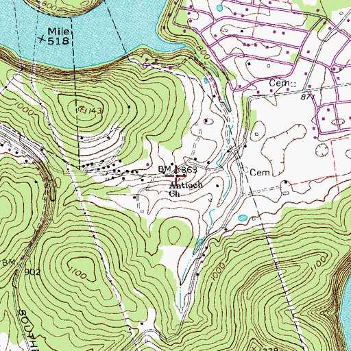 Topographic Map of Antioch Church, KY