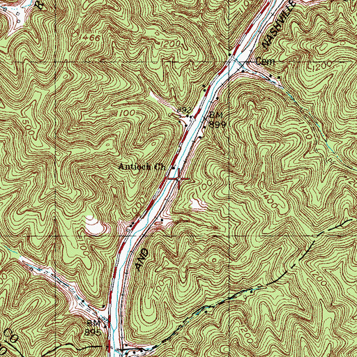 Topographic Map of Antioch School, KY