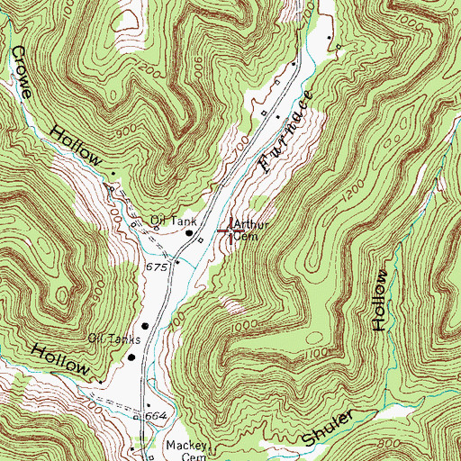 Topographic Map of Arthur Cemetery, KY