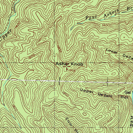 Topographic Map of Asher Knob, KY