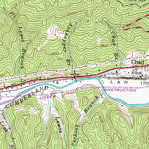 Topographic Map of Ashhopper Branch, KY