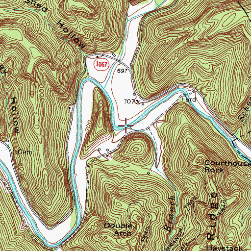 Topographic Map of Auxier Branch, KY