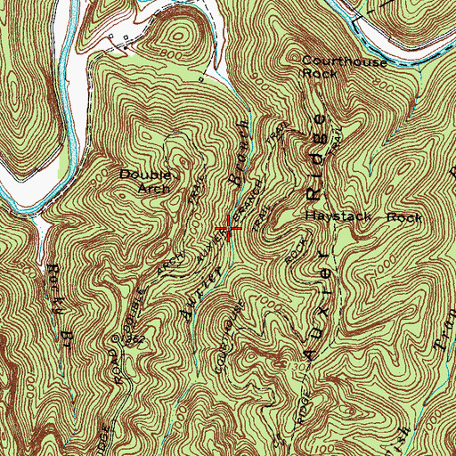 Topographic Map of Auxier Branch Trail, KY