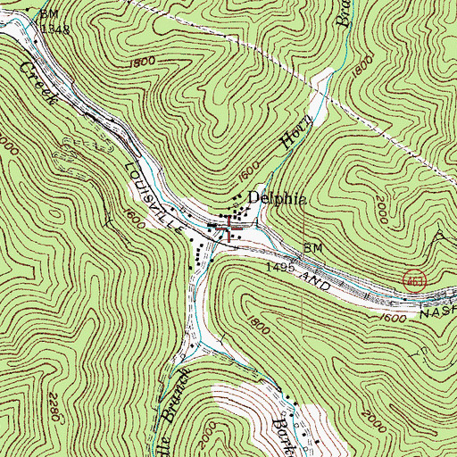 Topographic Map of Ax Handle Branch, KY