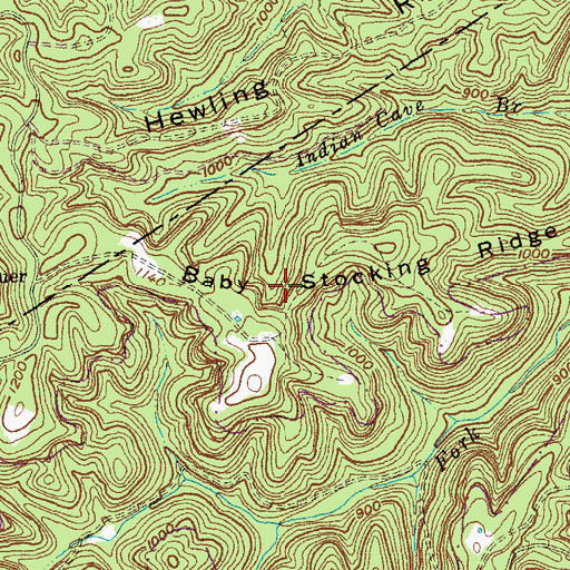 Topographic Map of Baby Stocking Ridge, KY