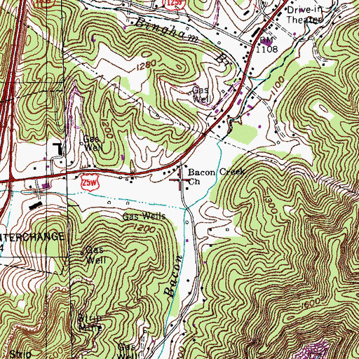 Topographic Map of Bacon Creek Baptist Church, KY