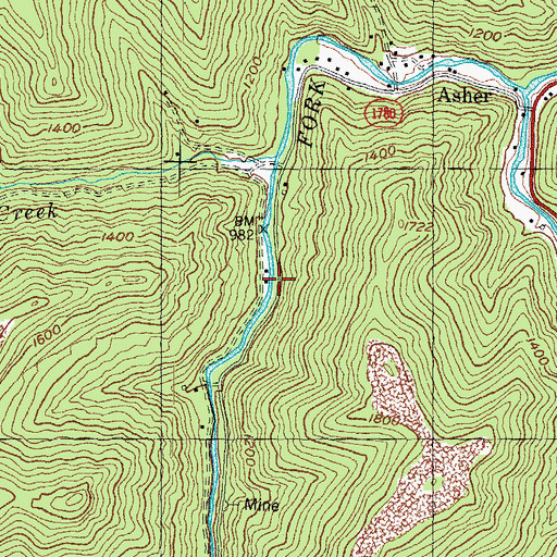 Topographic Map of Bad Creek School, KY