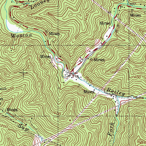 Topographic Map of Bailey Branch, KY