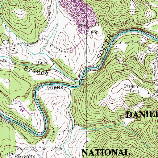 Topographic Map of Baker Branch, KY