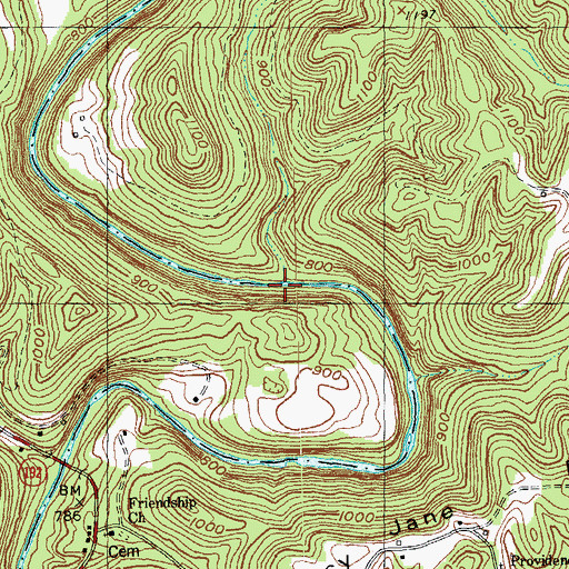 Topographic Map of Baker Branch, KY