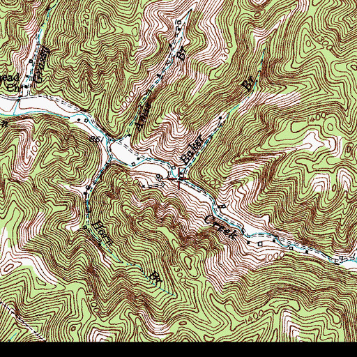 Topographic Map of Baker Branch, KY