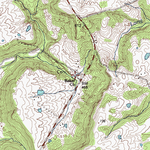 Topographic Map of Baker Church, KY