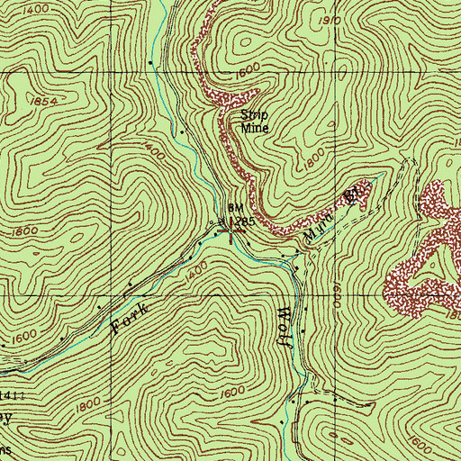 Topographic Map of Baker Fork, KY