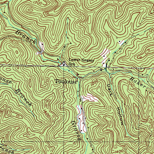 Topographic Map of Baker Fork, KY