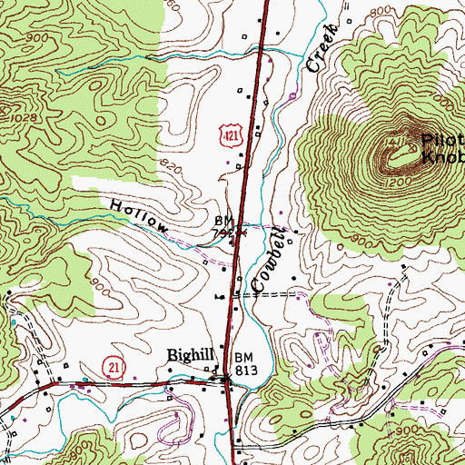 Topographic Map of Baker Hollow, KY