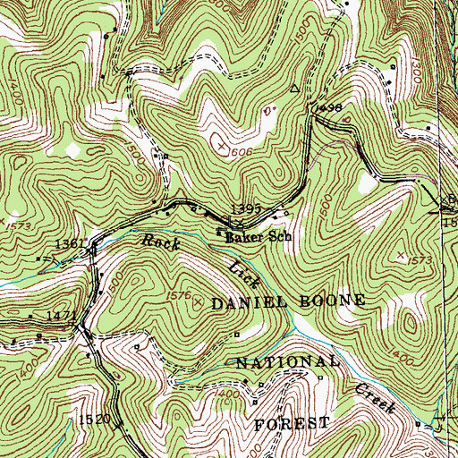 Topographic Map of Baker School, KY