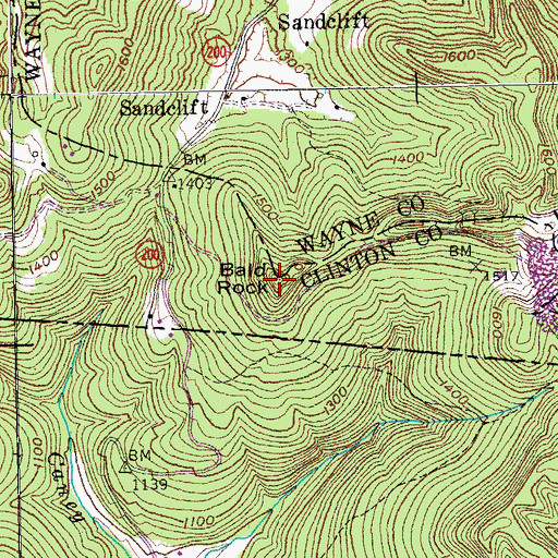 Topographic Map of Bald Rock, KY