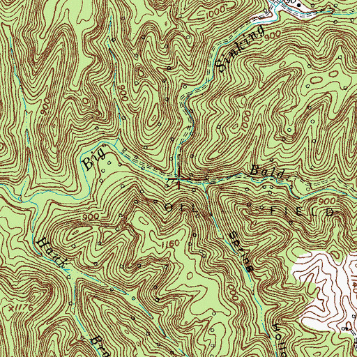 Topographic Map of Bald Rock Fork, KY