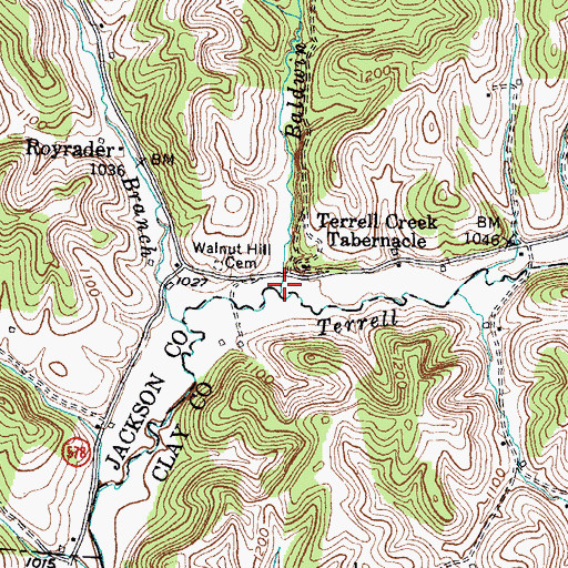 Topographic Map of Baldwin Branch, KY