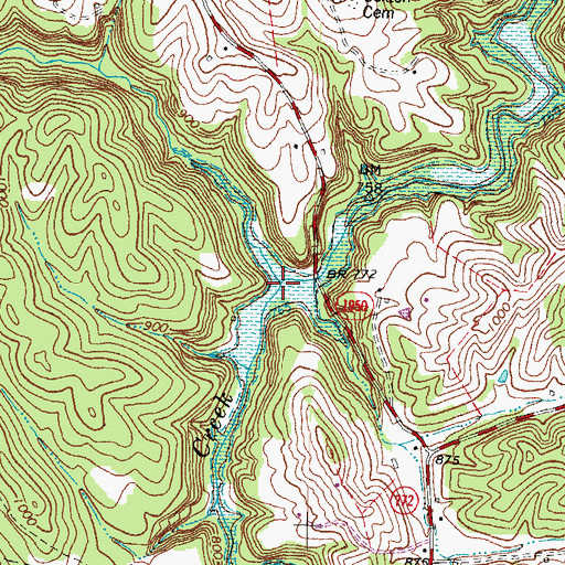 Topographic Map of Baldwin Creek, KY