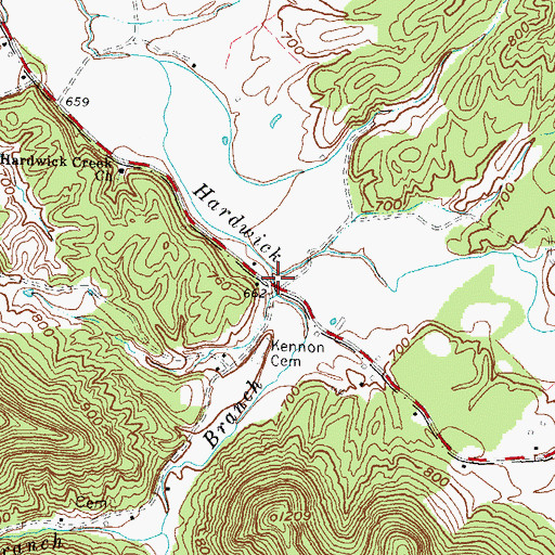 Topographic Map of Ballard Branch, KY
