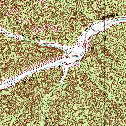 Topographic Map of Balls Branch, KY