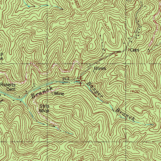 Topographic Map of Banger Branch, KY