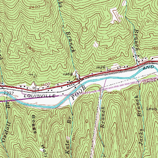 Topographic Map of Banks Branch, KY