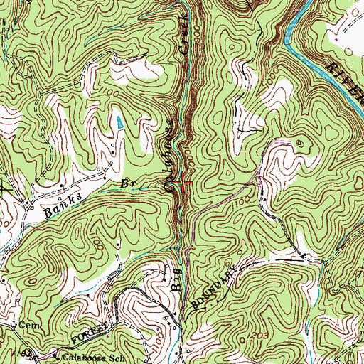 Topographic Map of Banks Branch, KY