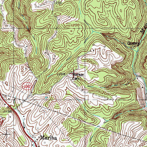 Topographic Map of Barker Cemetery, KY