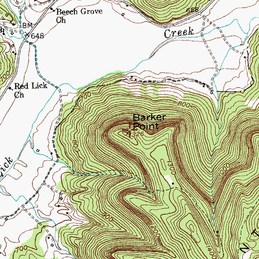 Topographic Map of Barker Point, KY