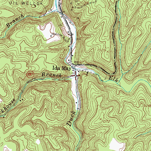 Topographic Map of Barker Rockhouse Branch, KY