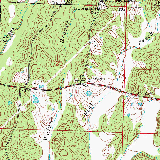 Topographic Map of Lee Cemetery, AR