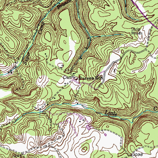 Topographic Map of Barnes School, KY