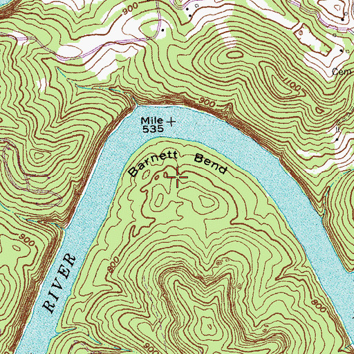 Topographic Map of Barnett Bend, KY
