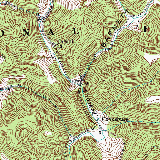 Topographic Map of Barnett Valley, KY