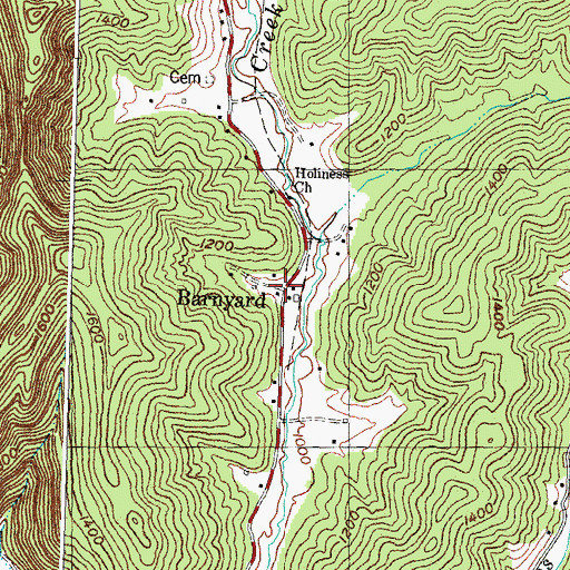 Topographic Map of Barnyard, KY