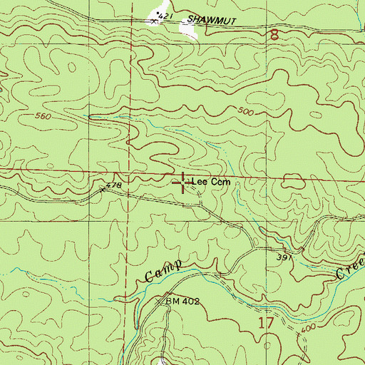 Topographic Map of Lee Cemetery, AR