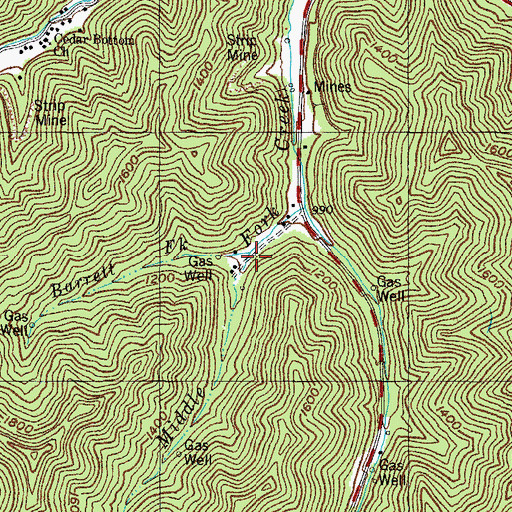 Topographic Map of Barrett Fork, KY