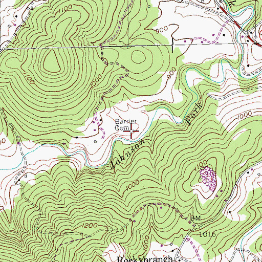 Topographic Map of Barrier Cemetery, KY
