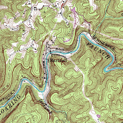 Topographic Map of Barthell, KY