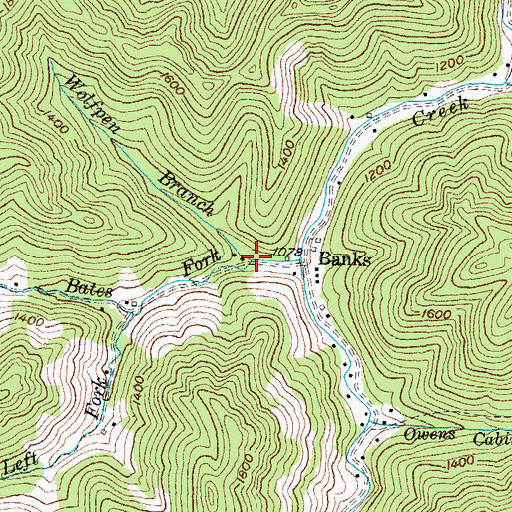 Topographic Map of Bates Fork, KY