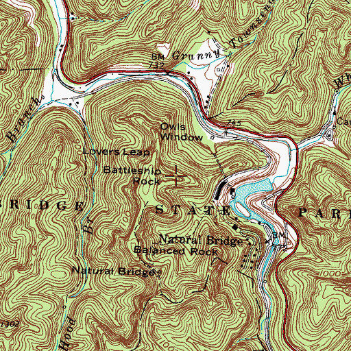 Topographic Map of Battleship Rock, KY
